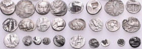 GREEK. Circa 5th-1st century BC. (Silver, 13.00 g). A lot of Thirteen (13) coins, mostly silver fractions fom Asia Minor. An attractive group with int...