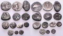 GREEK. Circa 5th - 3rd century BC. (Silver, 30.20 g). A lot of Thirteen (13) silver coins from Asia Minor, including a Drachm from the kingdom of Capp...