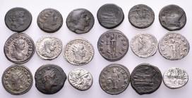 ROMAN REPUBLICAN & IMPERIAL. 1st century BC - 2nd century AD. (Silver/Bronze, 40.12 g). A lot of Nine (9) silver and bronze coins from the Roman Repub...