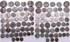 ROMAN REPUBLICAN & IMPERIAL. Circa 1st century BC - 4th century AD. (Silver/Bronze, 120.00 g). A lot of Fifty (50) silver and bronze coins from the Ro...