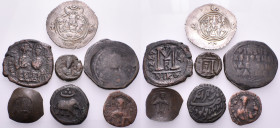 BYZANTINE & ISLAMIC. Circa 6th - 18th century. (Silver/Bronze, 47.51 g). Lot of Seven (7) silver and bronze coins, including a Drachm from Tabaristan....