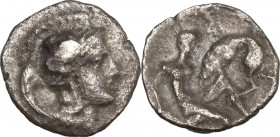 Southern Apulia, Tarentum, c. 380-325 BC. AR Diobol (17mm, 0.80g). Good Fine