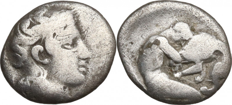 Southern Apulia, Tarentum, c. 325-280 BC. AR Diobol (12mm, 1.00g). Fine