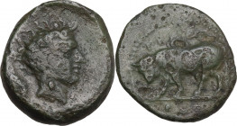 Sicily, Gela, c. 420-405 BC. Æ Tetras or Trionkion (17mm, 3.90g). Good Fine