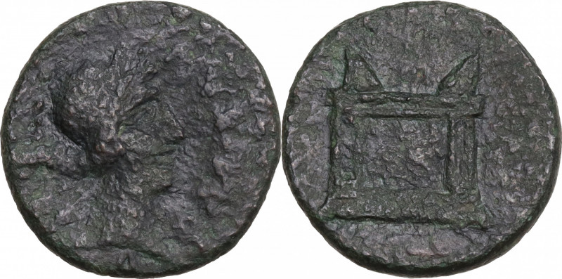 Uncertain Roman Provincial, c. 1st century AD. Æ (17.5mm, 3.80g). Laureate head ...