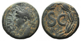 Domitian (81-96). Seleucis and Pieria, Antioch. Æ (21mm, 7.95g, 12h). Laureate head l. R/ Large SC; pellet above; all within wreath. McAlee 411c; RPC ...