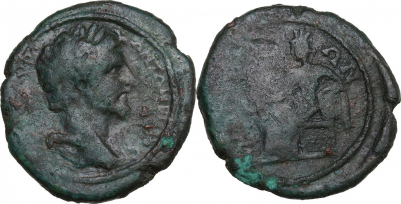 Marcus Aurelius (161-180). Uncertain mint. Æ (22mm, 6.80g) - R/ Seated goddess. ...