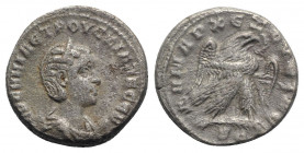 Herennia Etruscilla (Augusta, 249-251). Seleucis and Pieria, Antioch. BI Tetradrachm (25mm, 11.72g, 12h). Diademed and draped bust r., set on crescent...