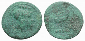 Anonymous, Luceria(?), 211-208 BC (or later). Æ Triens (22mm, 5.40g, 6h). Helmeted head of Minerva r. R/ Prow of galley r. Cf. Crawford 97/25. Fine