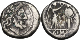 Anonymous, Rome, after 211 BC. AR Victoriatus (16mm, 3.50g). Good Fine