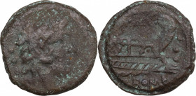 Uncertain series, after 211 BC. Æ Quadrans (18mm, 4.50g). Good Fine