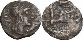 M. Porcius Laeca, Rome, 125 BC. AR Denarius (17mm, 2.50g). Fine