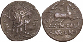 M. Calidius, Q. Metellus, and Cn. Fulvius, Rome, 117-116 BC. AR Denarius (18mm, 3.80g). Good Fine