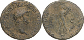 Nero (54-68). Æ Dupondius (28mm, 15.60g). Rome - R/ Victory. Fine