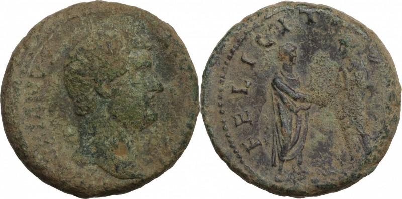 Hadrian (117-138). Æ As (25.5mm, 15.70g). Rome - R/ Emperor clasping hands with ...