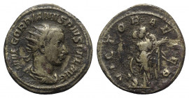 Gordian III (238-244). AR Antoninianus (22mm, 3.74g, 12h). Rome, AD 244. Radiate, draped and cuirassed bust r. R/ Victory standing facing, head l., ho...