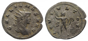 Gallienus (253-268). Antoninianus (22mm, 3.58g, 6h). Rome, 260-1. Radiate bust r., with slight drapery. R/ Jupiter standing l., head r., brandishing t...