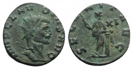 Claudius II (268-270). Radiate (19mm, 3.54g, 12h). Rome. Radiate head r. R/ Securitas standing facing, head l., legs crossed, leaning on short column,...