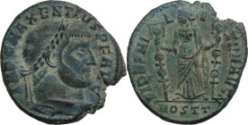 Maxentius (307-312). Æ Follis (24mm, 6.30g). Ostia - R/ Fides. Good Fine