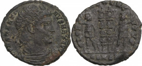 Constantine I (307/310-337). Æ Follis (17.5mm, 2.10g). Siscia - R/ Soldiers. Good Fine