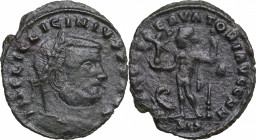 Licinius I (308-324). Æ Follis (23.5mm, 2.30g). Siscia - R/ Jupiter. Good Fine