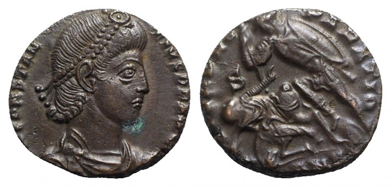 Constantius II (337-361). Æ (17mm, 3.97g, 12h). Antioch, 350-5. Pearl-diademed, ...