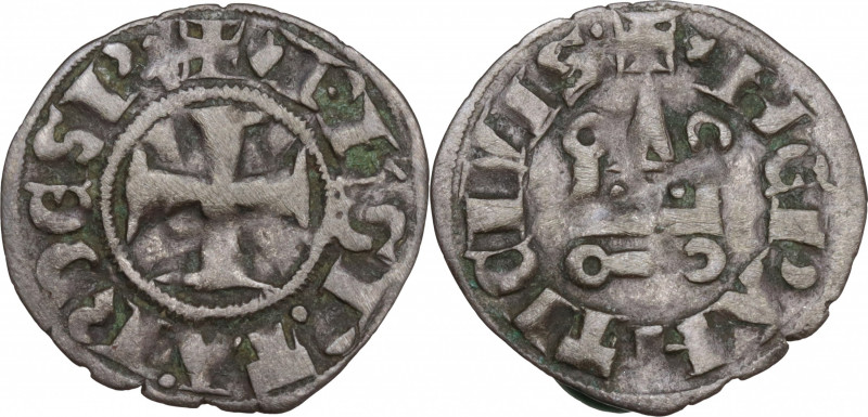 Crusaders, Principality of Achaea. Philippe de Taranto (1307-1313). BI Denier (1...