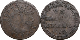 Italy, Fermo. Prima Repubblica Romana, 1798-1799. Æ Baiocco 1798 (30mm, 9.50g). Fine