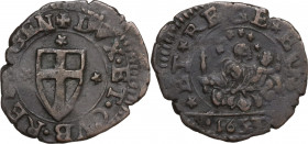 Italy, Genova. Dogi Biennali (1637-1797). Æ 8 Denari 1653 (16mm, 1.10g). Near VF