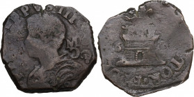 Italy, Napoli. Filippo IV (1621-1665). Æ Grano (25mm, 6.70g). Good Fine