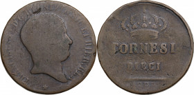 Italy, Napoli. Francesco I di Borbone (1825-1830). Æ 10 Tornesi 1825 (38mm, 28.80g). Fine