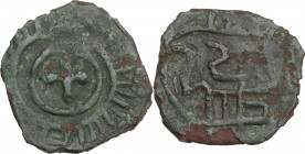 Italy, Sicily, Messina. Ruggero II (1105-1154). Æ Half Follaro (15mm, 1.10g). Good Fine