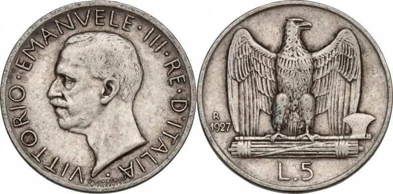 Italy, Regno d'Italia. Vittorio Emanuele III (1900-1943). 5 Lire 1927 (23mm, 5.0...