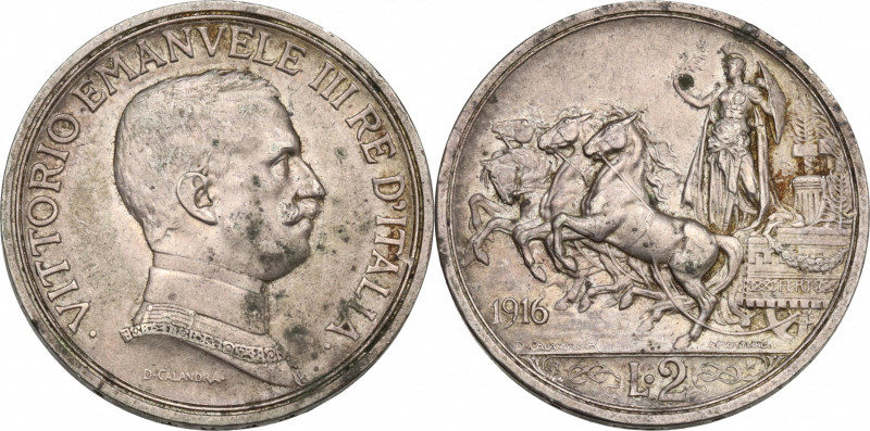 Italy, Regno d'Italia. Vittorio Emanuele III (1900-1943). 2 Lire 1916 (27mm, 10....