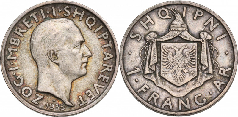 Albania, AR 1 Frang 1935 R (23mm, 5.00g). Near VF