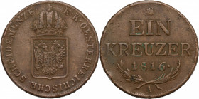 Austria, Franz I (1804-1835). 1 Kreuzer 1816 A (26mm, 9.00g). VF