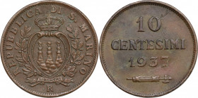 San Marino. 10 Centesimi 1937 (22.5mm, 5.30g). Good VF