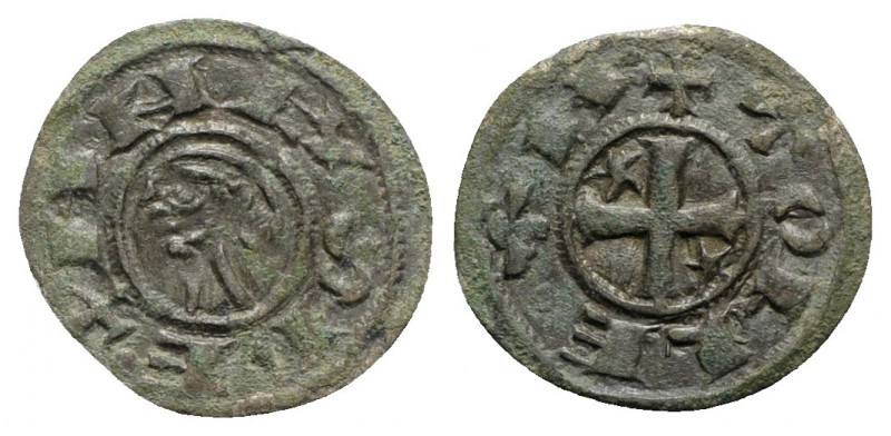 Spain, Aragon. Alfonso I (1104-1134). BI Dinero (18mm, 0.87g, 5h). Toledo. Bare ...