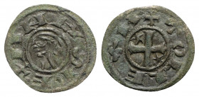 Spain, Aragon. Alfonso I (1104-1134). BI Dinero (18mm, 0.87g, 5h). Toledo. Bare head l. R/ Cross pattée; stars in second and fourth quarter. ME 938. V...