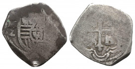Spain, Felipe III ? (1598-1621). AR 4 Reales, uncertain year (30mm, 13.36g, 9h). Crowned arms. R/ Cross; castles and lions in quarters. Good Fine