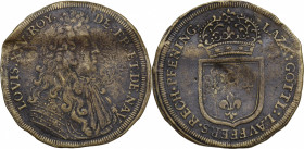 France, Nurnberg. Louis XIV (1643-1715). Æ Token (28mm, 5.20g). Bent, near VF