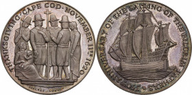 United Kingdom, AR Medal (38mm, 28.90g). 350th anniversary of the sailing of the pilgrim fathers. VF