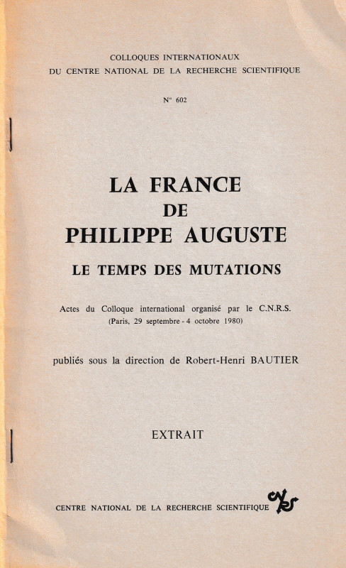 Dumas F., La monnaie dans le royaume au temps de Philippe-Auguste. Reprinted fro...