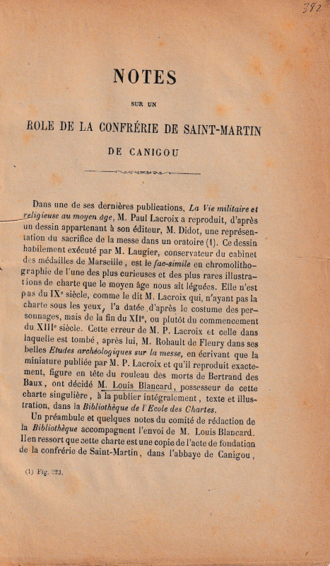 Notes sur un role de la confrerie de Saint-Martin de Canigou. 9pp. French text