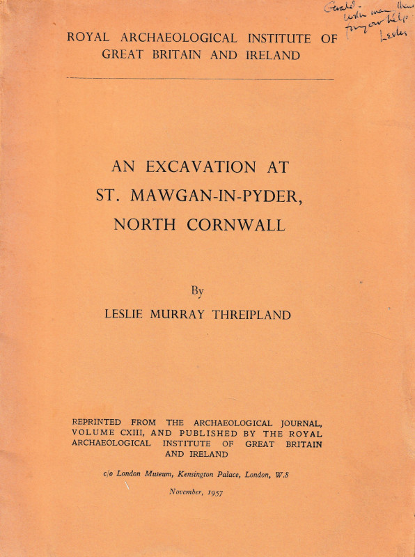 Threipland L. M., An excavation at St. Mawgan-in-Pyder, North Cornwall. Reprinte...