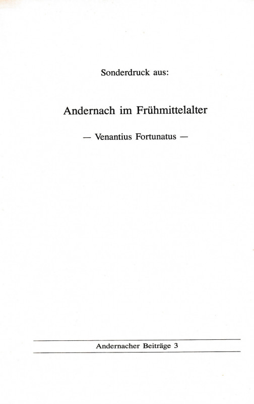 Zedelius V., Zur fruhesten Munzpragung von Andernach. Reprinted from "Andernach ...