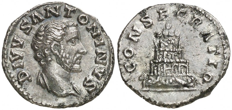 (161 d.C.). Antonino pío. Denario. (Spink 5193) (S. 164a) (RIC. 438, de Marco Au...