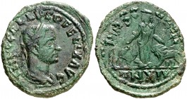 (252-253 d.C.). Treboniano Galo. Moesia superior. Viminacium. AE 28. (S.GIC. 4307 var) (BMC. III, 43). 8,78 g. Doble acuñación en reverso. Pátina verd...