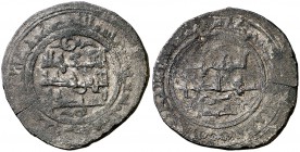 AH 479. Taifa de Zaragoza. Ahmed II al-Mostain. (Zaragoza). Dirhem. (V. 1220) (Prieto 270d). 5,53 g. Ceca ilegible pero fecha clara. Rara. BC+.