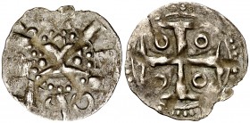 Ramón Berenguer IV (1131-1162). Barcelona. Diner. (Cru.V.S. 33) (Cru.C.G. 1846). 0,56 g. Defecto de cospel. Escasa. (MBC).